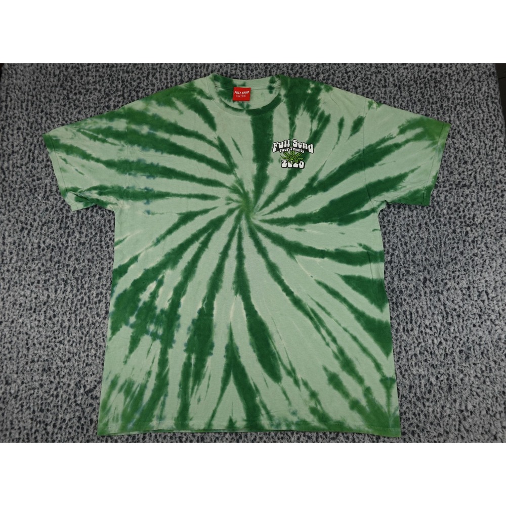 Full Send T-Shirt Mens XL Green Tie Dye 420 2020 We Smoke The Competition Tee